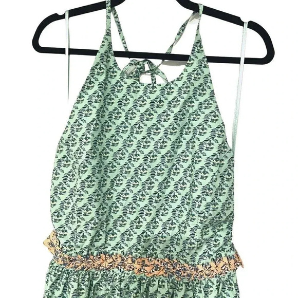 RHODE Salena Halter Dress Jawahar Garden-Print Mint Green Cotton-Poplin NWT, XL - Picture 6 of 12